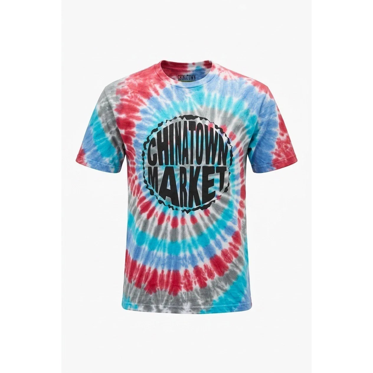 Chinatown Market Mens Large Tie Dye Graphic T-Shirt Red Blue Grey Spiral Logo Unisex T-shirt, Sweatshirt, Hoodie, Long Sleeve Tee - T-Shirt, Sweatshirt, Hoodie