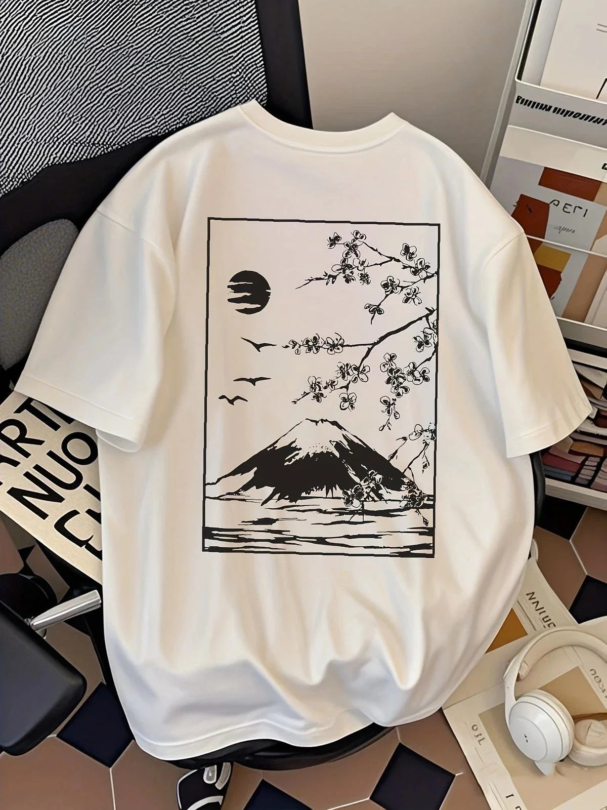 Mount Fuji Japanese Landscape Graphic T-Shirt Y2K Minimalist Unisex Tee Unisex T-shirt, Sweatshirt, Hoodie, Long Sleeve Tee - T-Shirt, Sweatshirt, Hoodie