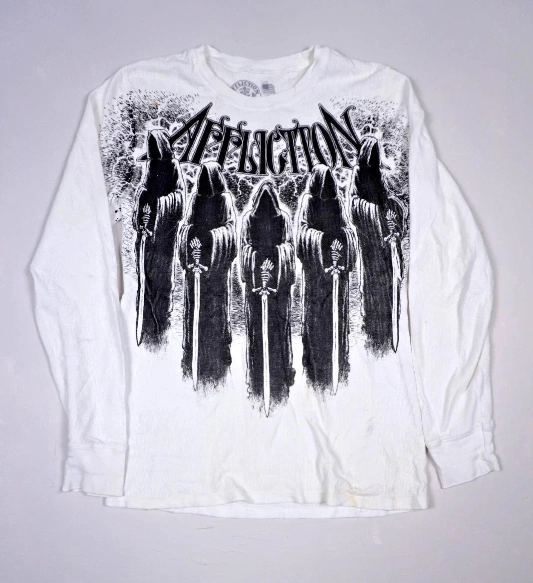 Affliction Long Sleeve Shirt Mens Large Y2K White Grim Reaper Thermal Gothic Tee Unisex T-shirt, Sweatshirt, Hoodie, Long Sleeve Tee - T-Shirt, Sweatshirt, Hoodie