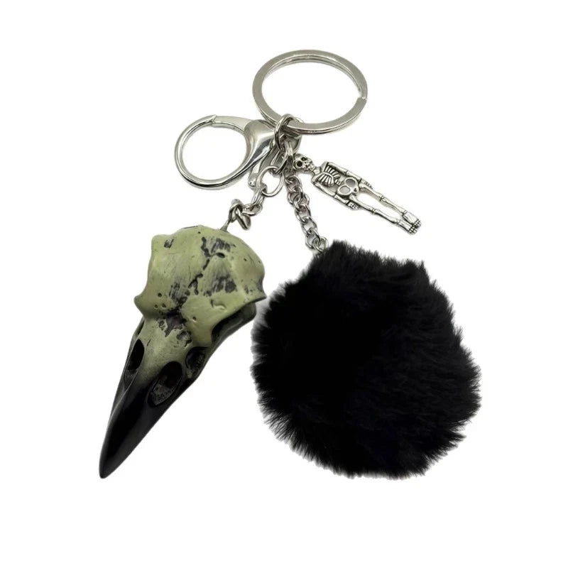 Creative Goth Keychain Crow Head Design With User Friendly Plush Ball Unique Set Unisex T-shirt, Sweatshirt, Hoodie, Long Sleeve Tee - T-Shirt, Sweatshirt, Hoodie