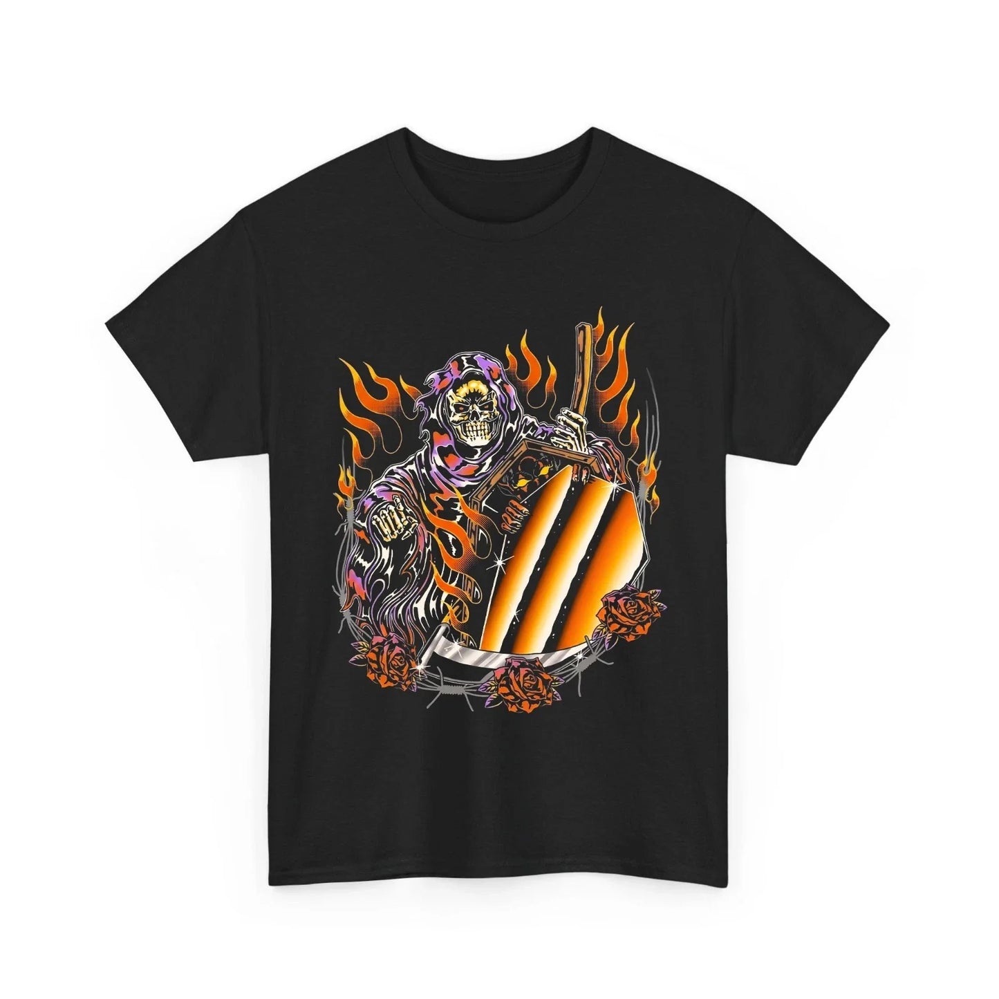 Grim Reaper Hourglass Flame Gothic Skeleton Tee Unisex T-shirt, Sweatshirt, Hoodie, Long Sleeve Tee - T-Shirt, Sweatshirt, Hoodie