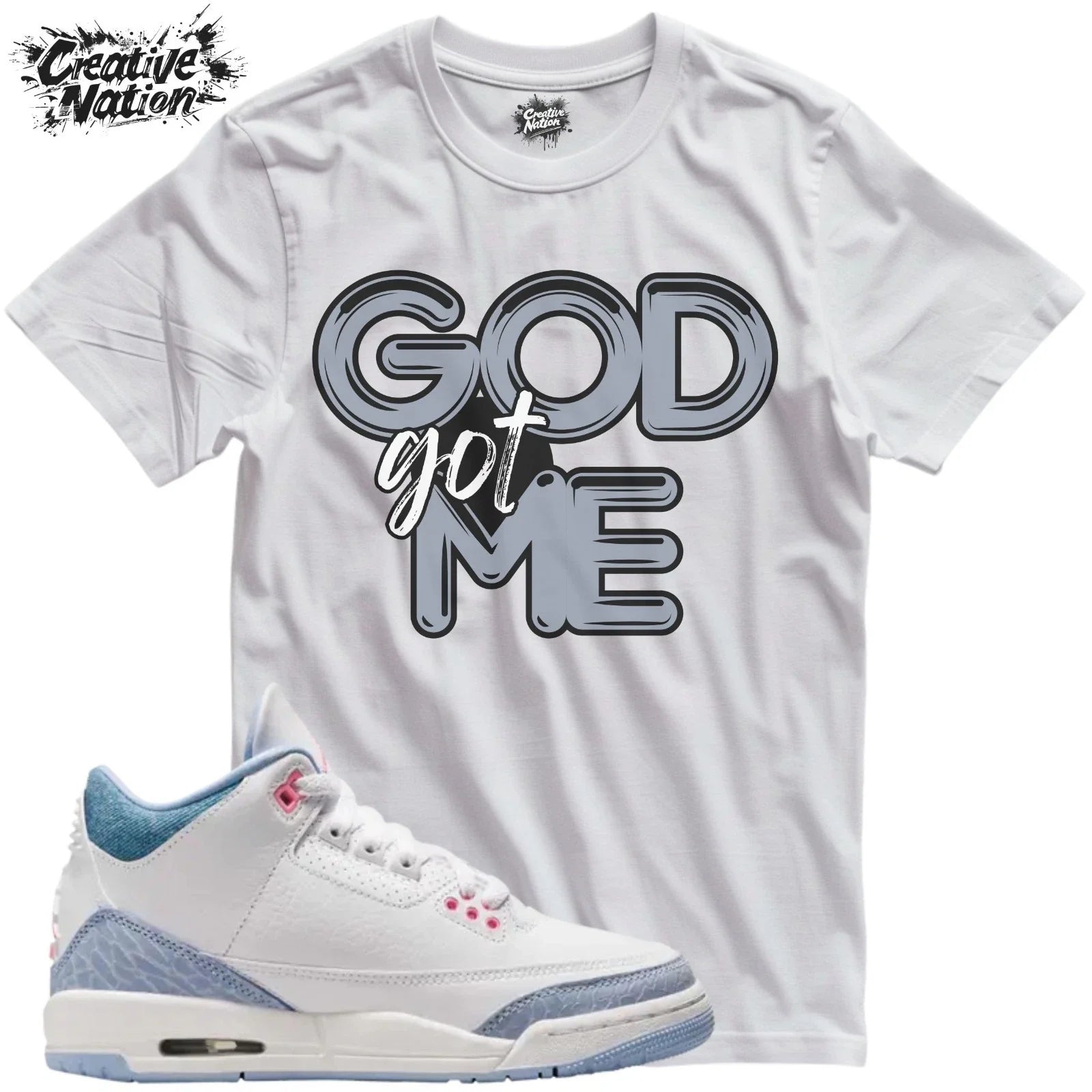 Shirt To Match 3 White Cobalt Bliss Unisex Tee Sneaker Shirt GOD Got Me Shirt Unisex T-shirt, Sweatshirt, Hoodie, Long Sleeve Tee - T-Shirt, Sweatshirt, Hoodie