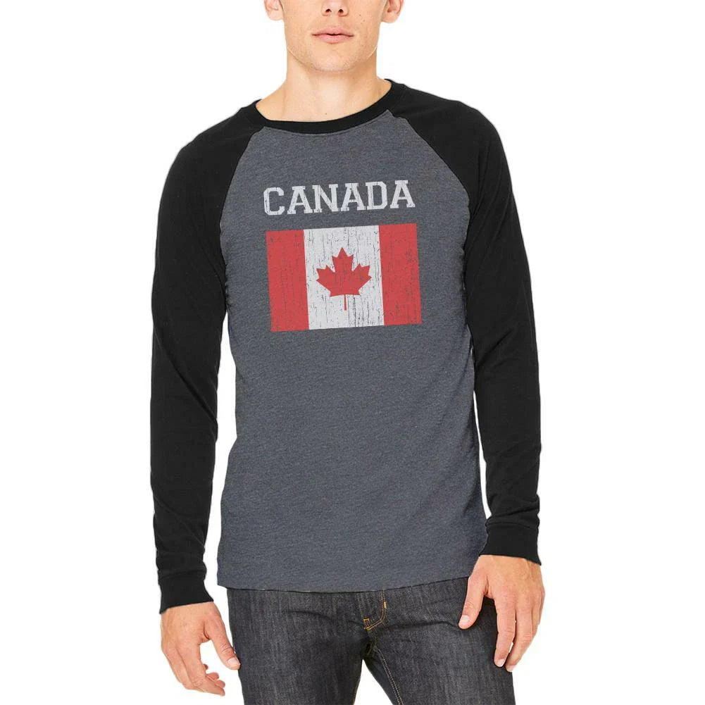 World Cup Distressed Flag Canada Adult Long Sleeve Raglan T-Shirt Unisex T-shirt, Sweatshirt, Hoodie, Long Sleeve Tee - T-Shirt, Sweatshirt, Hoodie