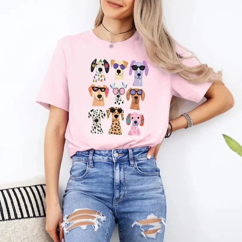 Cute Dog Shirt, Colorful Puppy Graphic Tee, Dog Lover T-Shirt Unisex T-shirt, Sweatshirt, Hoodie, Long Sleeve Tee - T-Shirt, Sweatshirt, Hoodie