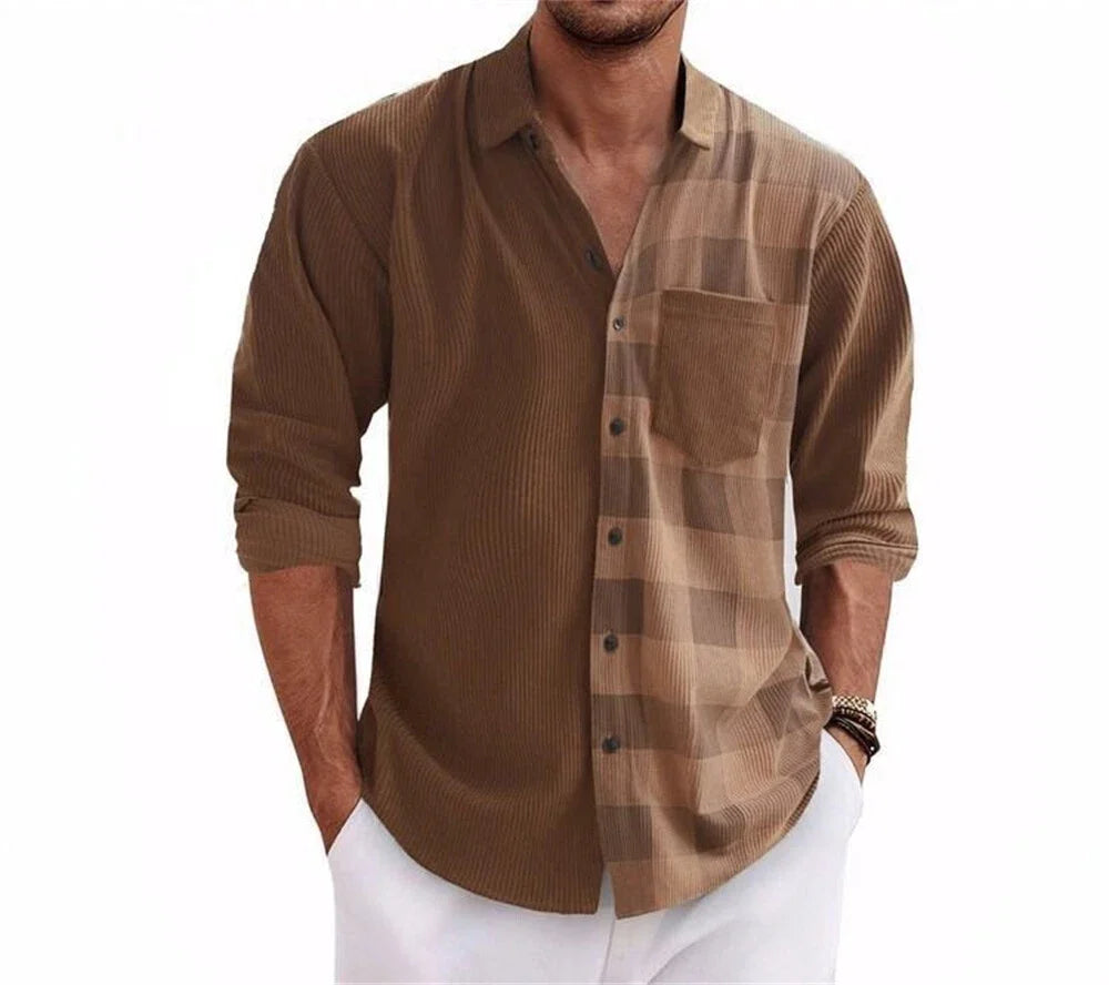 Men's Corduroy Shirt Casual Slim Shirts Long Sleeve Button Down Tops Blouse Unisex T-shirt, Sweatshirt, Hoodie, Long Sleeve Tee - T-Shirt, Sweatshirt, Hoodie