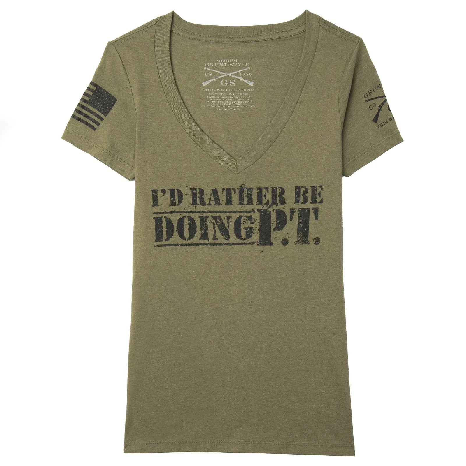 Grunt Style Women's I'd Rather Be Doing PT V-Neck T-Shirt - Military Green Unisex T-shirt, Sweatshirt, Hoodie, Long Sleeve Tee - T-Shirt, Sweatshirt, Hoodie