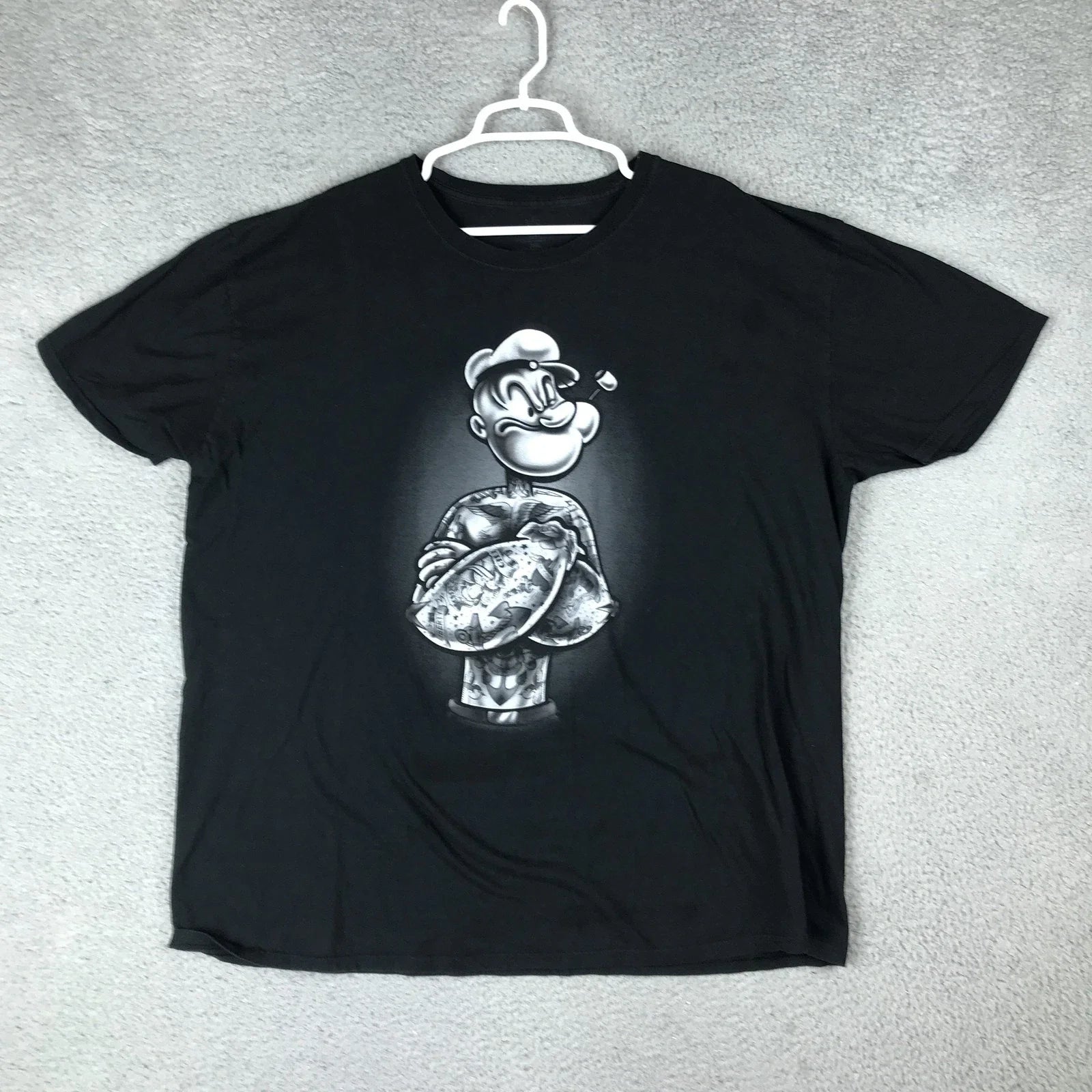 Popeye Shirt Mens 2XL Black Tattoo Graphic Cartoon Classic Comic Tee T-Shirt Unisex T-shirt, Sweatshirt, Hoodie, Long Sleeve Tee - T-Shirt, Sweatshirt, Hoodie