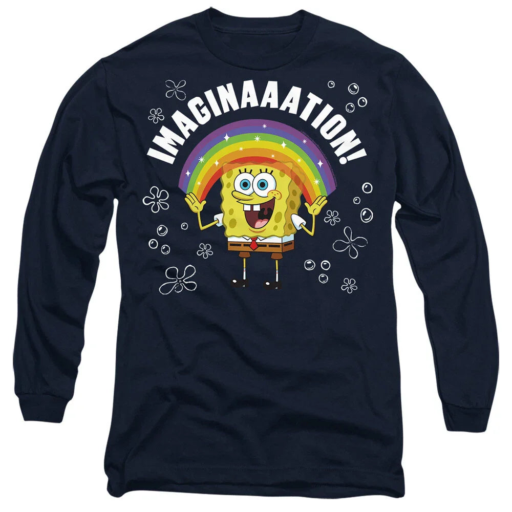 Spongebob Imagination Mens Long Sleeve T-Shirt, Navy Unisex T-shirt, Sweatshirt, Hoodie, Long Sleeve Tee - T-Shirt, Sweatshirt, Hoodie