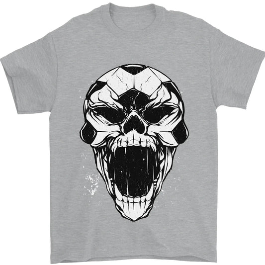 A Football Skull Soccer Footy Mens T-Shirt 100% Cotton Unisex T-shirt, Sweatshirt, Hoodie, Long Sleeve Tee - T-Shirt, Sweatshirt, Hoodie