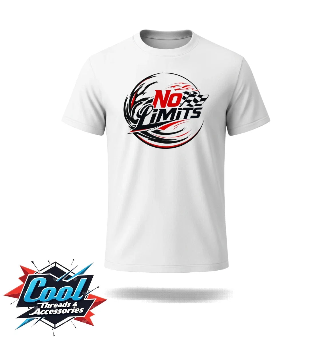 Cool Threads Graphic Print T-Shirt No Limits Racing Motorsport White Short Sleev Unisex T-shirt, Sweatshirt, Hoodie, Long Sleeve Tee - T-Shirt, Sweatshirt, Hoodie