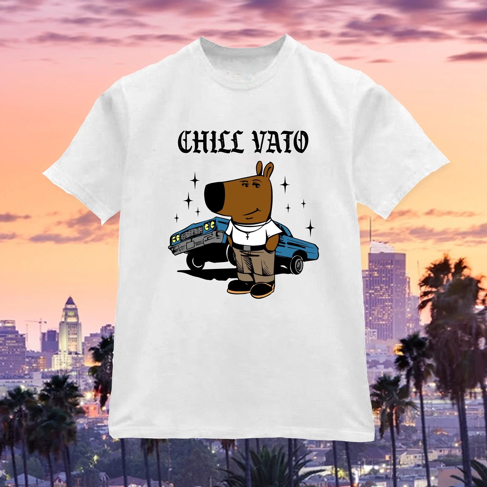 Chill Guy Vato Meme Funny Impala Cholo Gangster Low Rider Gangsta Tumbado Shirt Unisex T-shirt, Sweatshirt, Hoodie, Long Sleeve Tee - T-Shirt, Sweatshirt, Hoodie