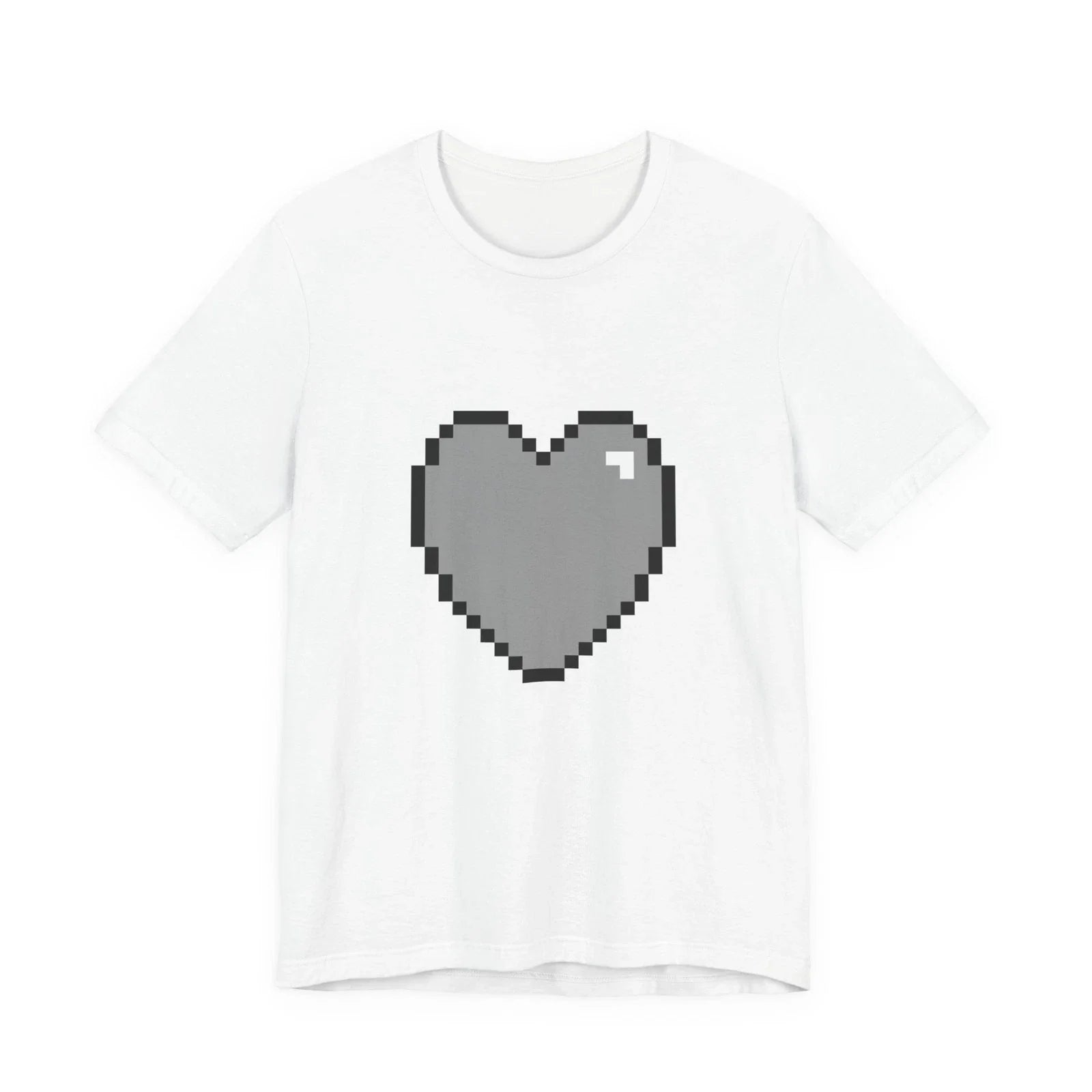 Unisex Jersey Short Sleeve Tee Cute Retro 8-Bit Pixel Art Gamer Gray Heart Unisex T-shirt, Sweatshirt, Hoodie, Long Sleeve Tee - T-Shirt, Sweatshirt, Hoodie