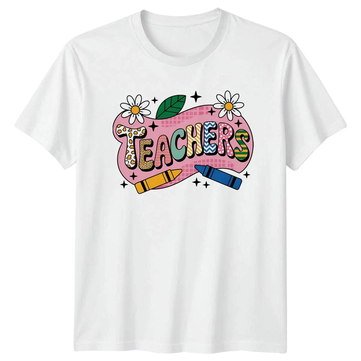 Groovy Boho Style Teachers Crayon Womens T-Shirt Elementary Gift For Her Unisex T-shirt, Sweatshirt, Hoodie, Long Sleeve Tee - T-Shirt, Sweatshirt, Hoodie