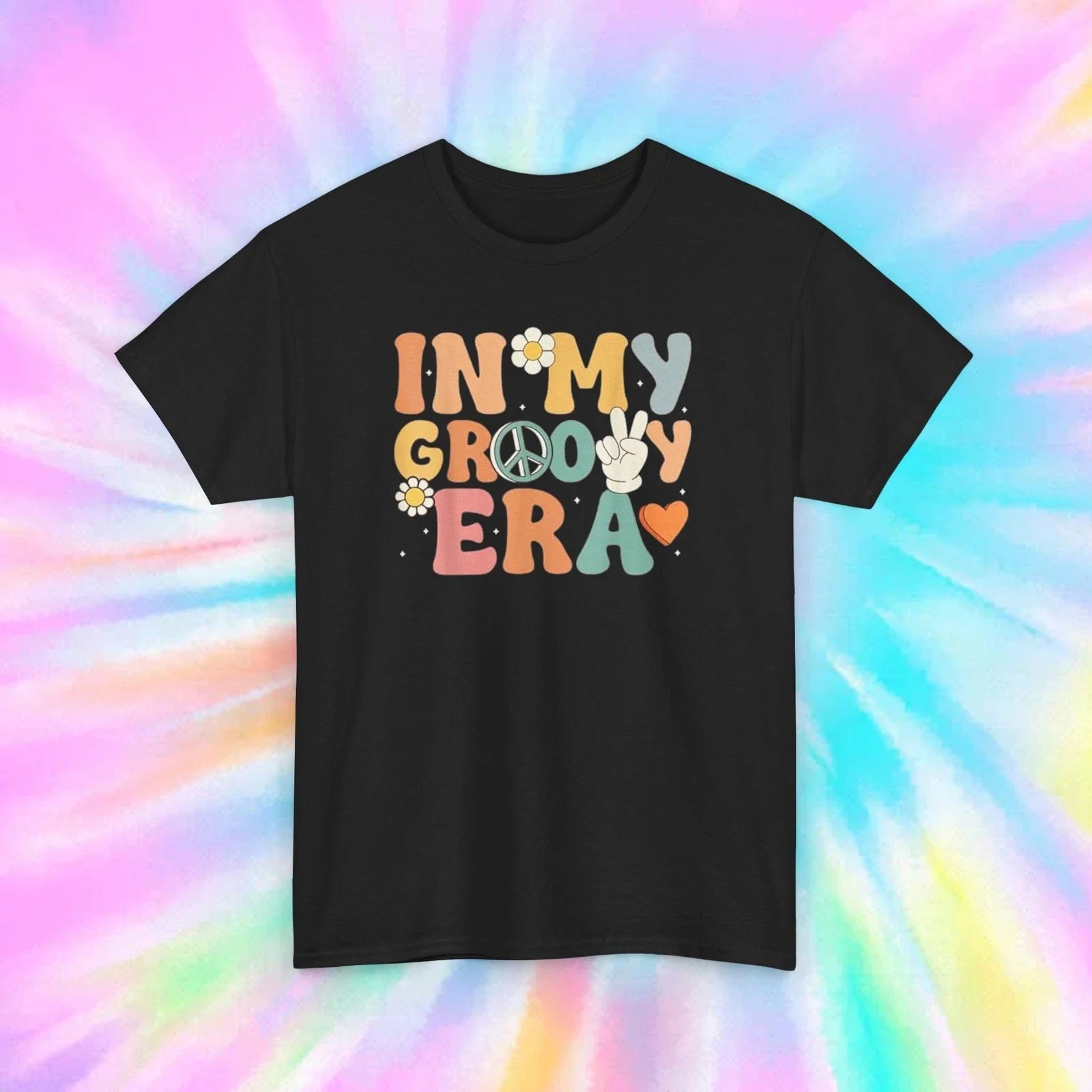 In My Groovy ERA Shirt | Hippie 70s Peace Love Flower Heart | S-5XL Unisex T-shirt, Sweatshirt, Hoodie, Long Sleeve Tee - T-Shirt, Sweatshirt, Hoodie
