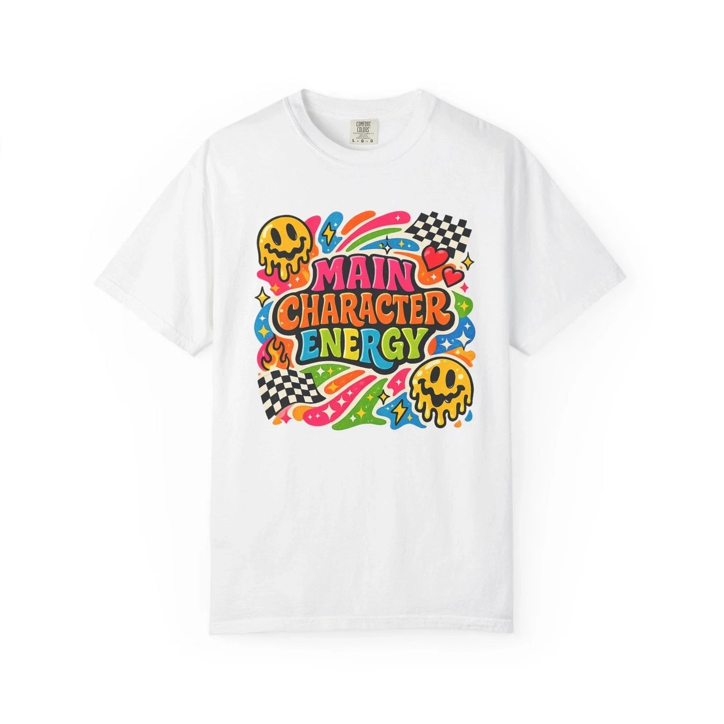 Main Character Energy T-shirt | Retro Funk Skull Checkerboard Pop Art Unisex T-shirt, Sweatshirt, Hoodie, Long Sleeve Tee - T-Shirt, Sweatshirt, Hoodie