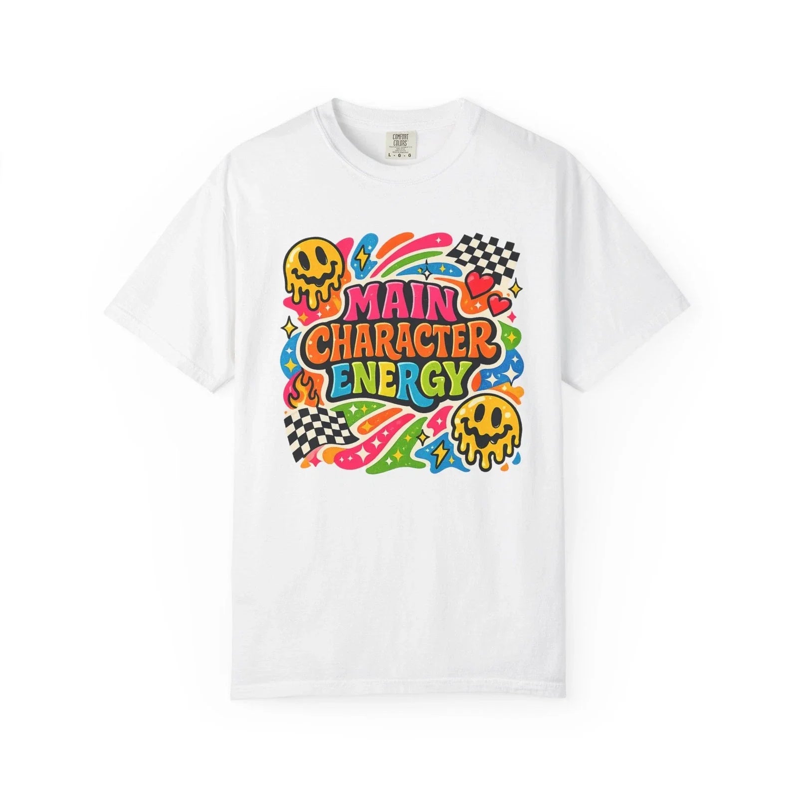 Main Character Energy T-shirt | Retro Funk Skull Checkerboard Pop Art Unisex T-shirt, Sweatshirt, Hoodie, Long Sleeve Tee - T-Shirt, Sweatshirt, Hoodie