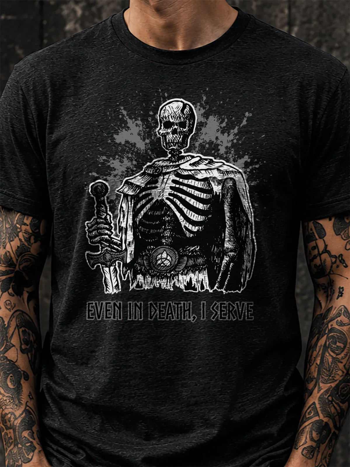 Dark Fantasy Skeleton Warrior Shirt, Gothic Streetwear Tee Unisex T-shirt, Sweatshirt, Hoodie, Long Sleeve Tee - T-Shirt, Sweatshirt, Hoodie