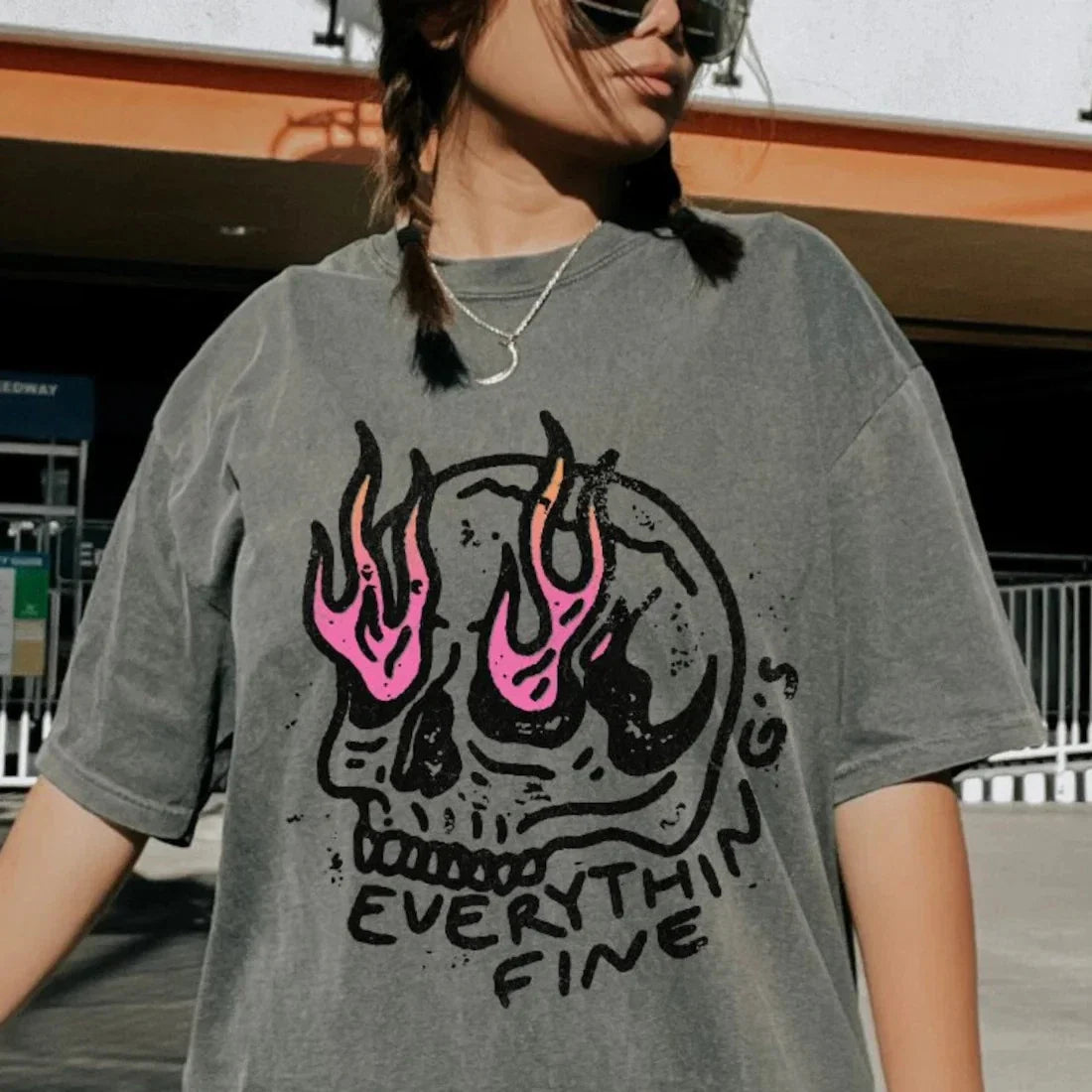 Everything is Fine Shirt, Retro Grunge Shirt, Sarcastic Shirt, Funny Unisex T-shirt, Sweatshirt, Hoodie, Long Sleeve Tee - T-Shirt, Sweatshirt, Hoodie
