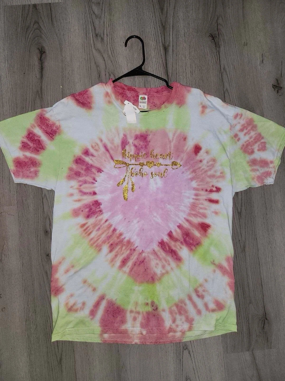 Hand Made Unisex XL Tie Dye T-shirt Hippie Heart Boho Soul Graphic & Heart Unisex T-shirt, Sweatshirt, Hoodie, Long Sleeve Tee - T-Shirt, Sweatshirt, Hoodie