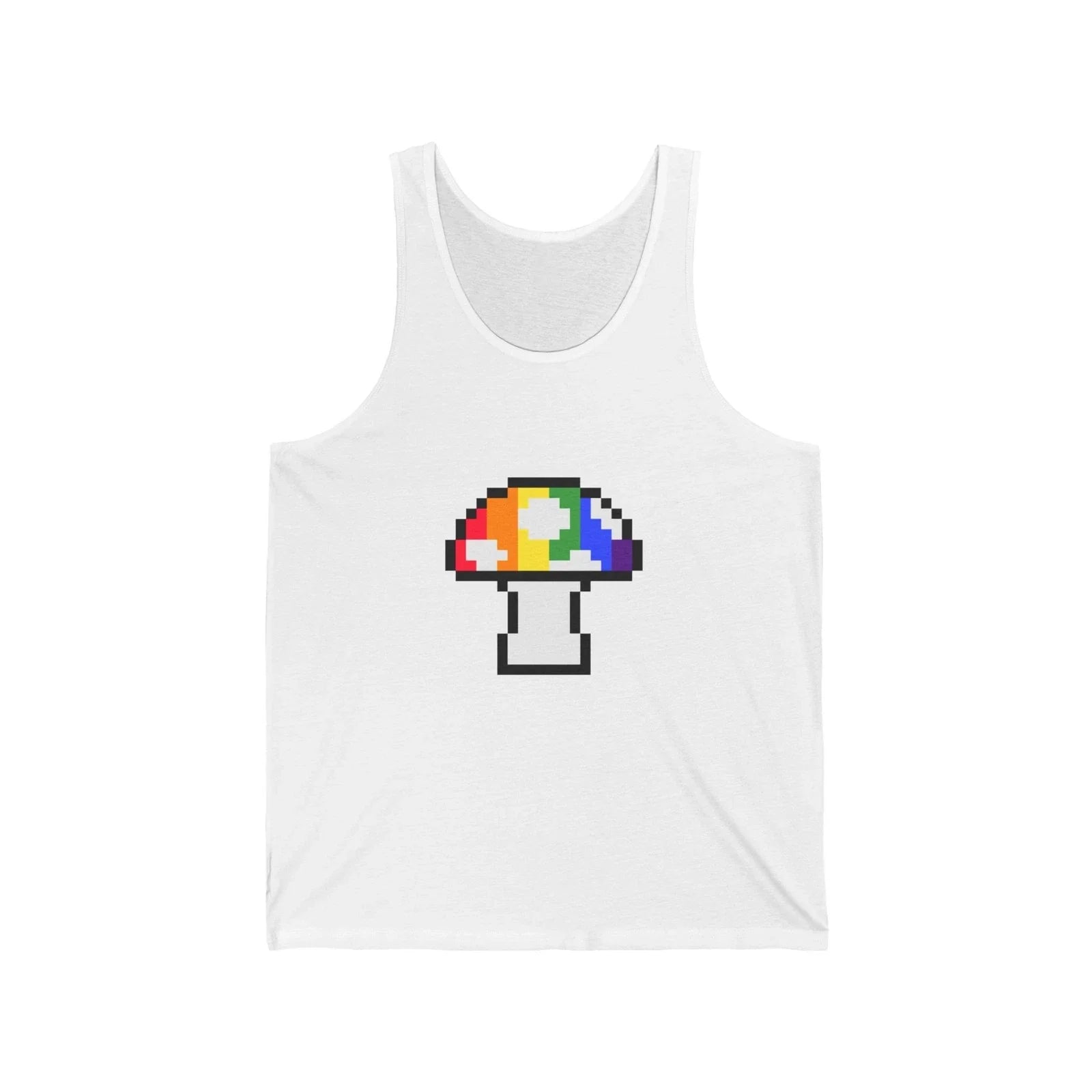 Unisex Jersey Tank Cute 8-Bit Retro Pixel Art Pride Mushroom Design Unisex T-shirt, Sweatshirt, Hoodie, Long Sleeve Tee - T-Shirt, Sweatshirt, Hoodie