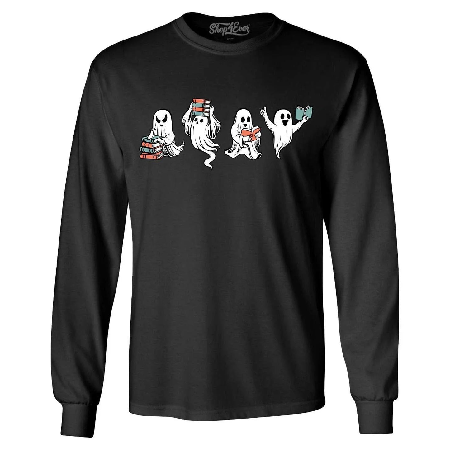 Ghosts and Books Long Sleeve Halloween Shirt Unisex T-shirt, Sweatshirt, Hoodie, Long Sleeve Tee - T-Shirt, Sweatshirt, Hoodie