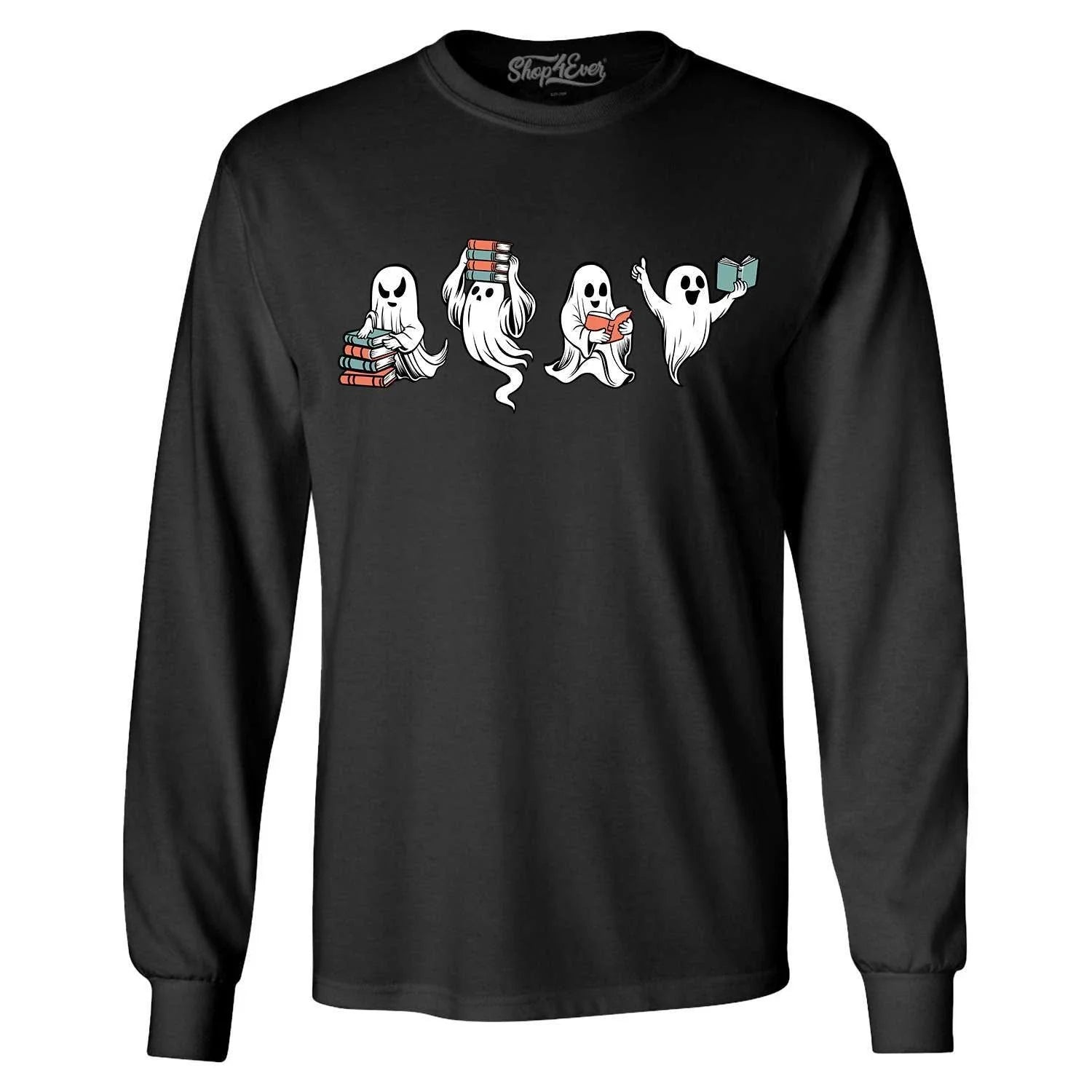 Ghosts and Books Long Sleeve Halloween Shirt Unisex T-shirt, Sweatshirt, Hoodie, Long Sleeve Tee - T-Shirt, Sweatshirt, Hoodie