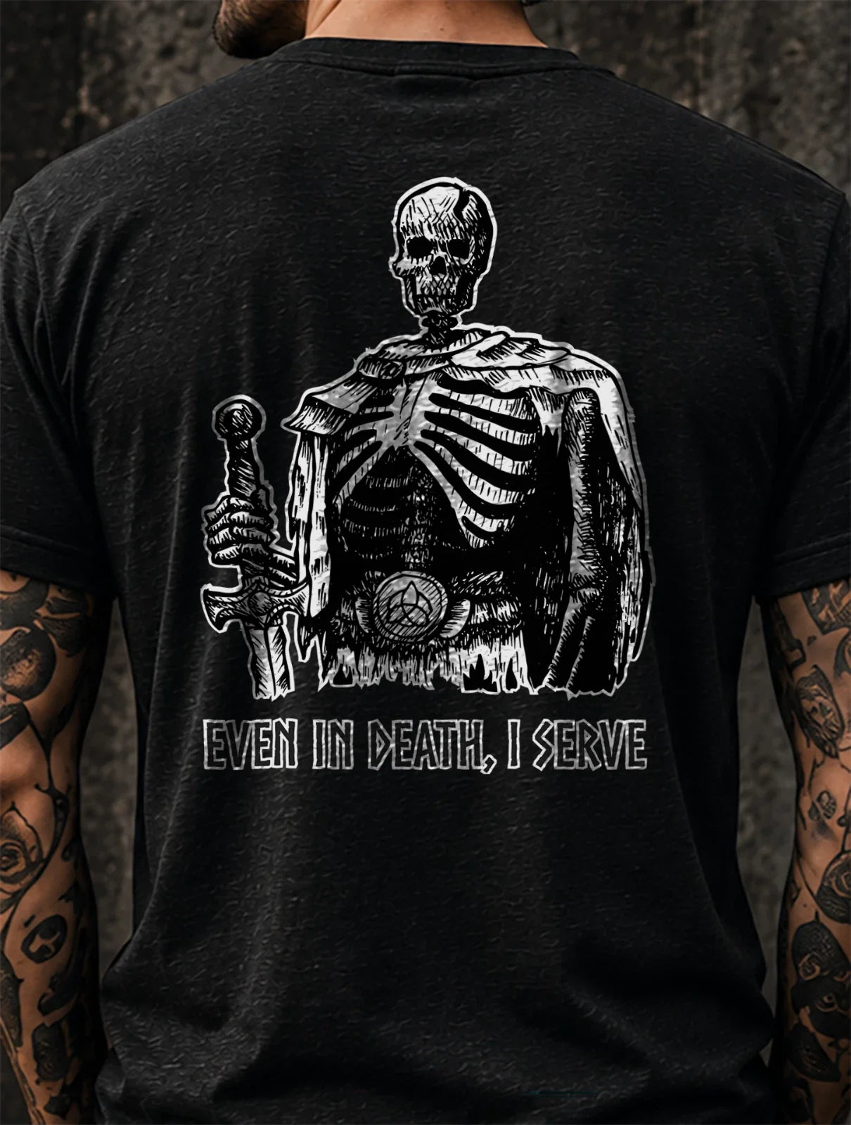 Dark Fantasy Skeleton Warrior Back Print Shirt, Gothic Streetwear Tee Unisex T-shirt, Sweatshirt, Hoodie, Long Sleeve Tee - T-Shirt, Sweatshirt, Hoodie