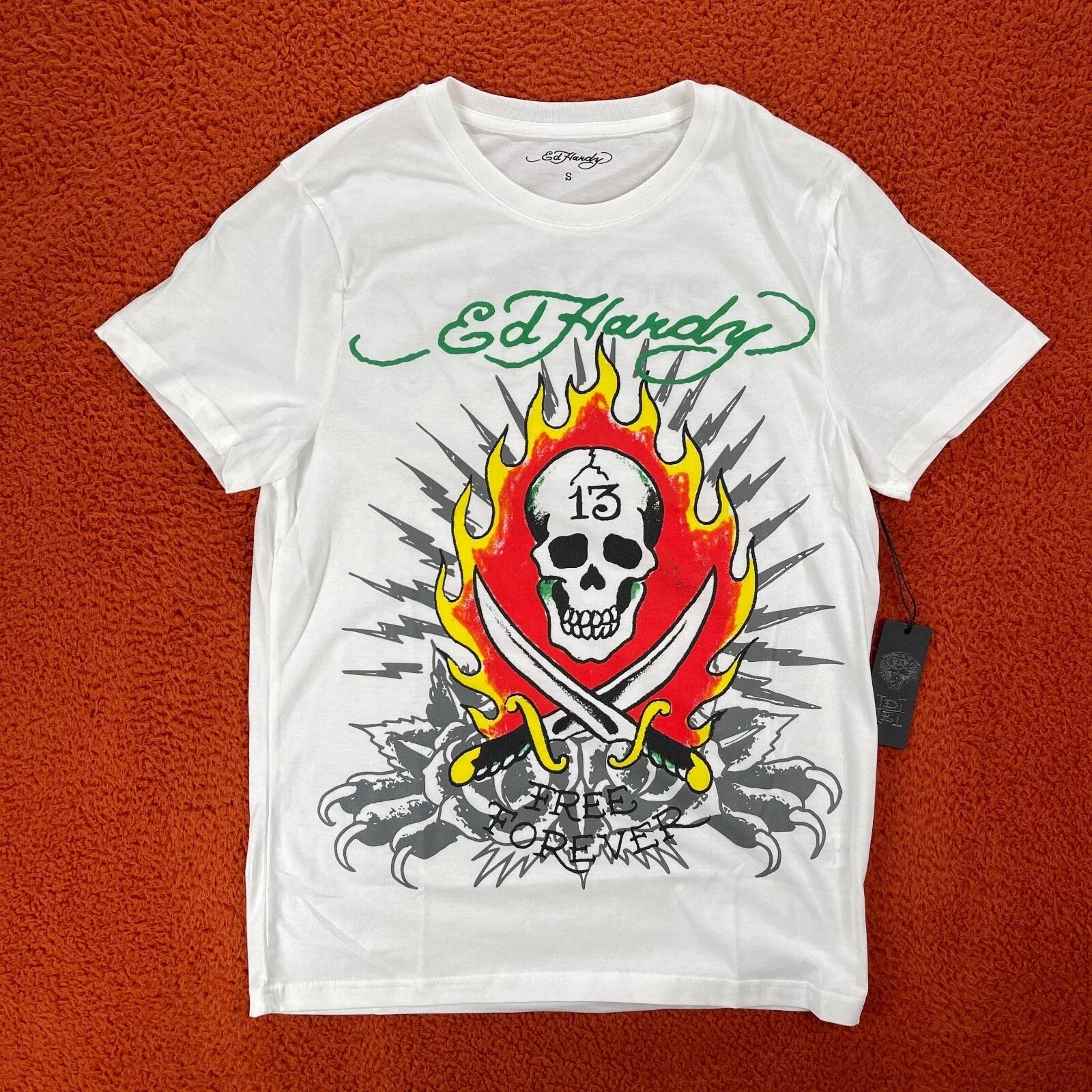 ED HARDY Designs T-Shirt Men's SMALL Graphic Tattoo White Pirate Skull Y2K NEW Unisex T-shirt, Sweatshirt, Hoodie, Long Sleeve Tee - T-Shirt, Sweatshirt, Hoodie