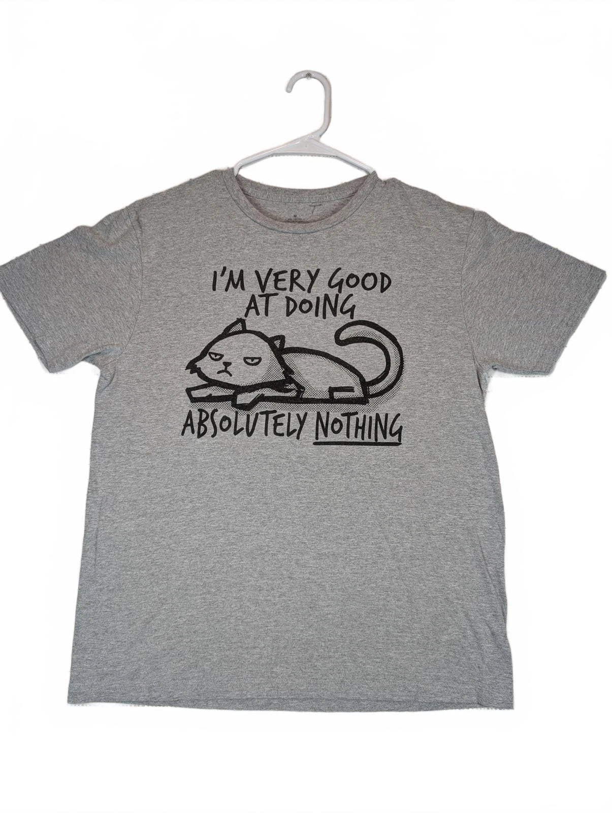 Funny Lazy Cat Graphic T Shirt Absolutely Nothing Humor Tee Mens Medium Gray Unisex T-shirt, Sweatshirt, Hoodie, Long Sleeve Tee - T-Shirt, Sweatshirt, Hoodie