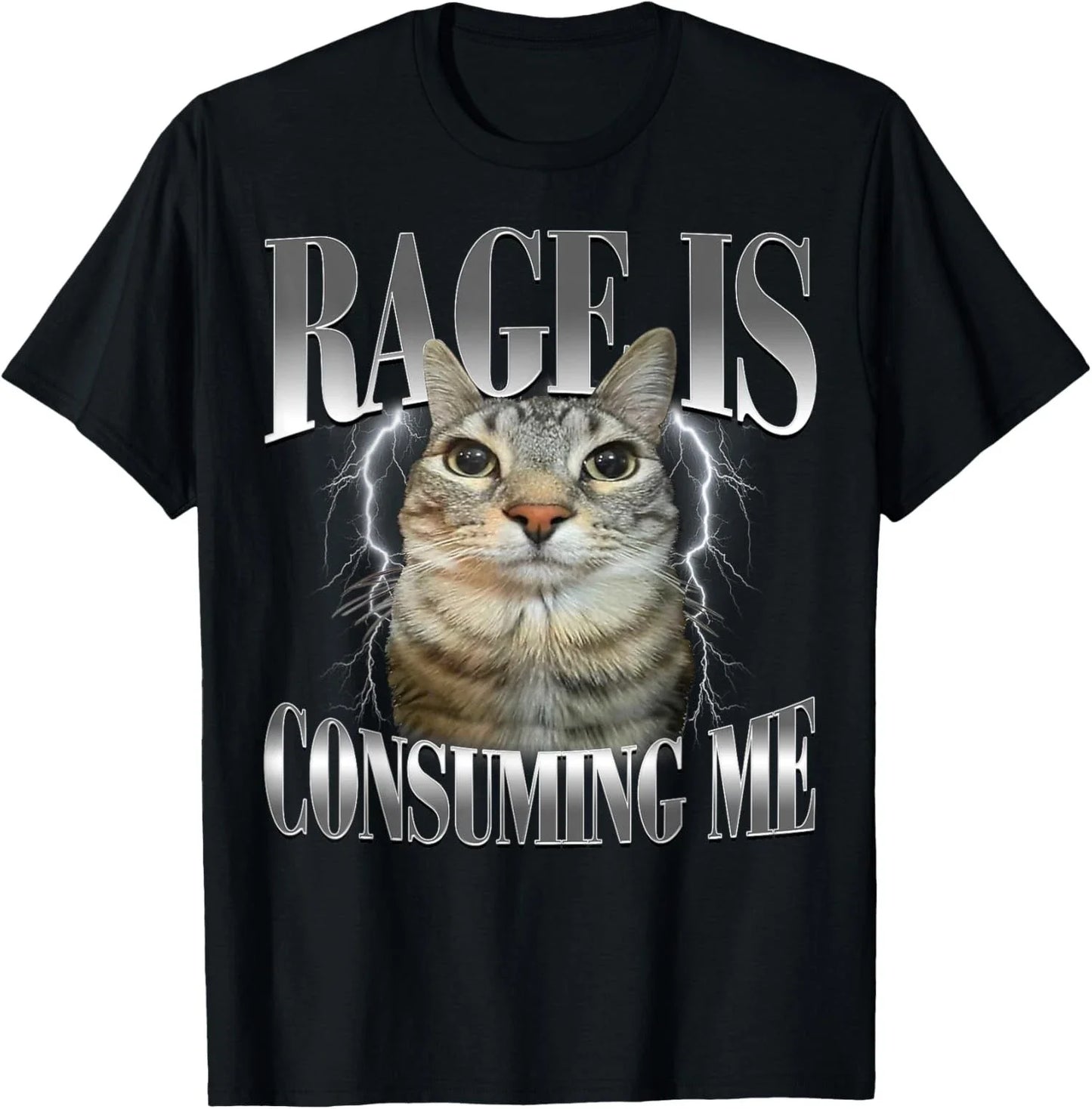 Rage Is Consuming Me Silly Staring Cat Meme Humor Fun Unisex T-Shirt Unisex T-shirt, Sweatshirt, Hoodie, Long Sleeve Tee - T-Shirt, Sweatshirt, Hoodie