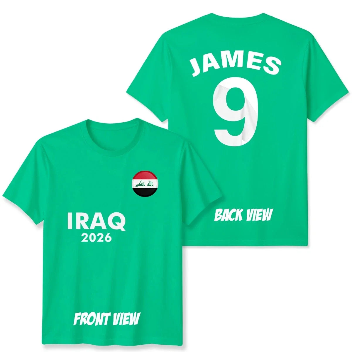 Personalized Unisex Iraq T Shirt Custom Name And Number Soccer Tee For Fans Unisex T-shirt, Sweatshirt, Hoodie, Long Sleeve Tee - T-Shirt, Sweatshirt, Hoodie