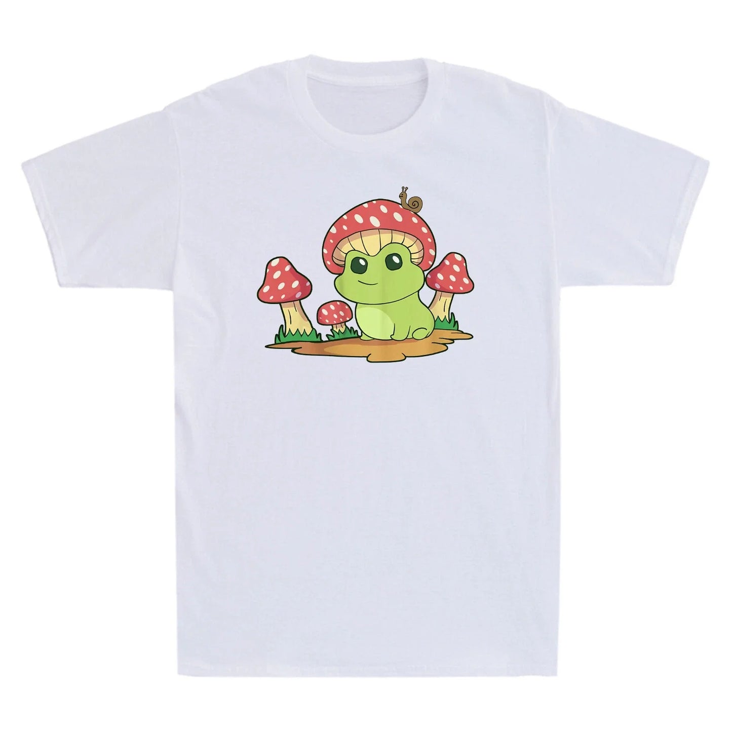 Frog With Mushroom Hat & Snail Funny Kawaii Frog & Fungi Graphic Men's T-Shirt Unisex T-shirt, Sweatshirt, Hoodie, Long Sleeve Tee - T-Shirt, Sweatshirt, Hoodie