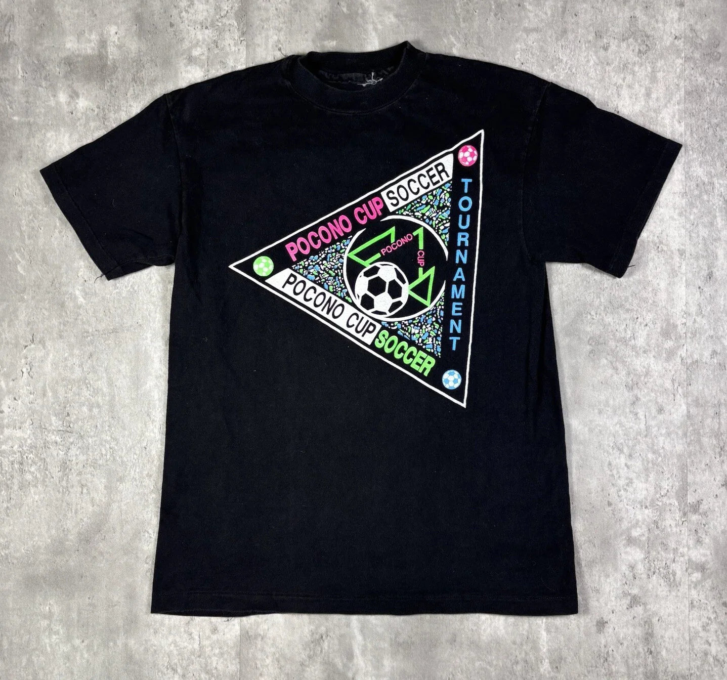 Vintage 90s Soccer Abstract Art T Shirt Mens size Small Unisex T-shirt, Sweatshirt, Hoodie, Long Sleeve Tee - T-Shirt, Sweatshirt, Hoodie