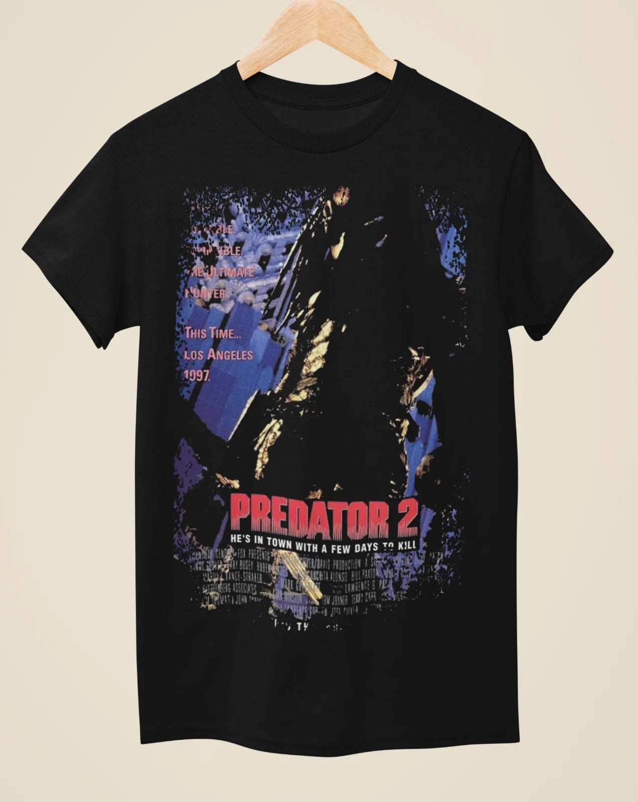 Predator 2 - Movie Poster Inspired Unisex Black T-Shirt Unisex T-shirt, Sweatshirt, Hoodie, Long Sleeve Tee - T-Shirt, Sweatshirt, Hoodie