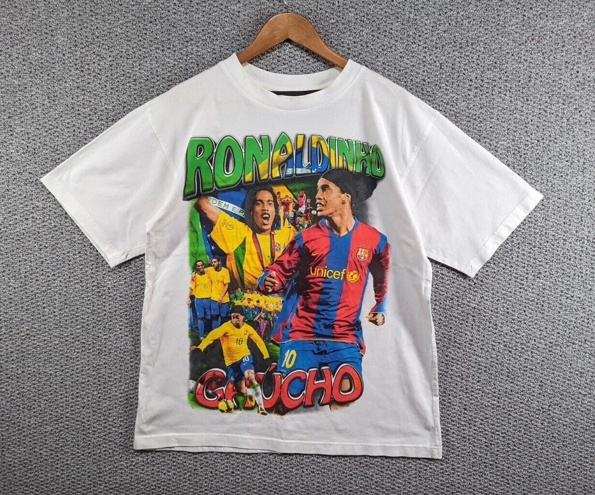 Marino Morwood Ronaldinho #10 Limited Edition Graphic Print White T-shirt Tee  L Unisex T-shirt, Sweatshirt, Hoodie, Long Sleeve Tee - T-Shirt, Sweatshirt, Hoodie