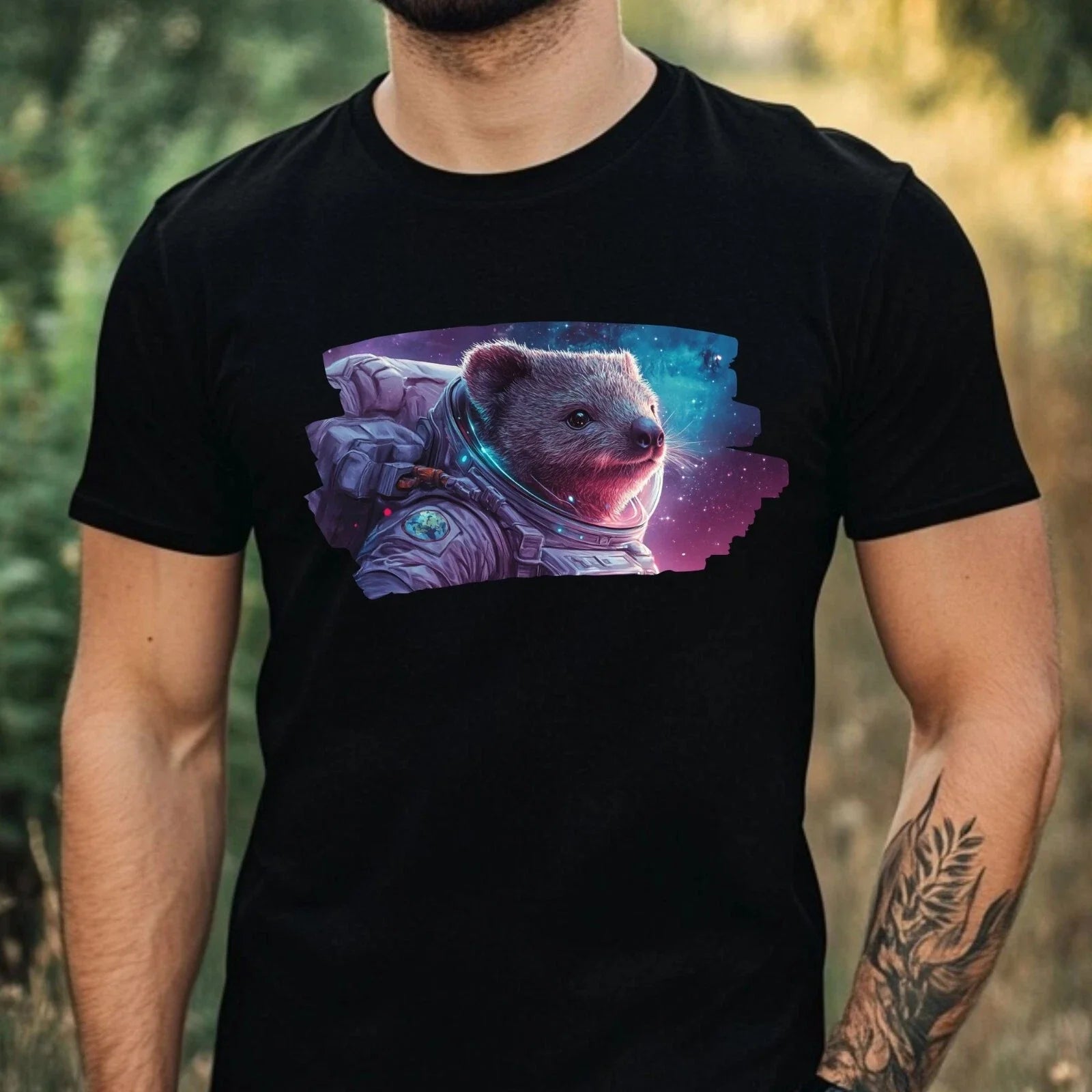 Mens Wombat as Astronaut Print Cotton T-Shirt Size XS to 5XL Unisex T-shirt, Sweatshirt, Hoodie, Long Sleeve Tee - T-Shirt, Sweatshirt, Hoodie