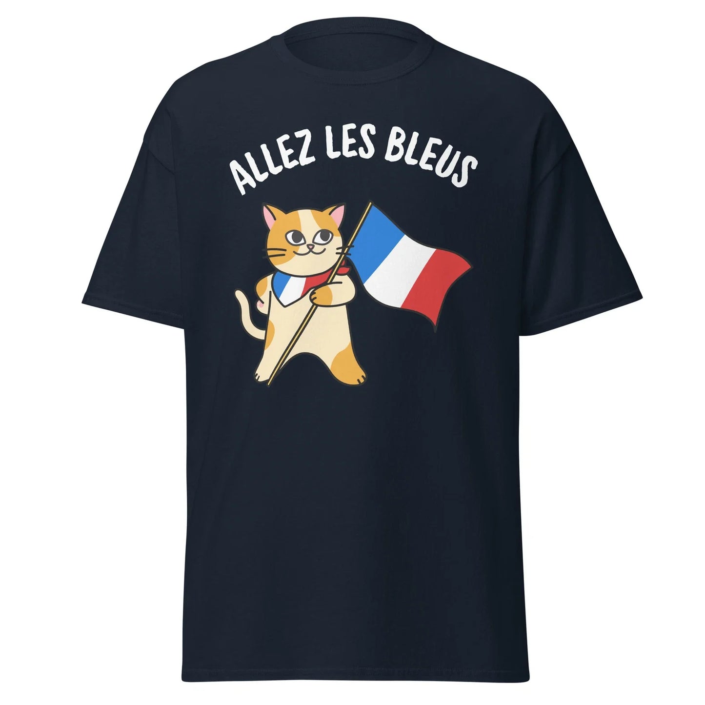Allez Les Bleus - France Football Soccer Cute Patriotic French Cat T-shirt Unisex T-shirt, Sweatshirt, Hoodie, Long Sleeve Tee - T-Shirt, Sweatshirt, Hoodie