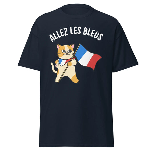 Allez Les Bleus - France Football Soccer Cute Patriotic French Cat T-shirt Unisex T-shirt, Sweatshirt, Hoodie, Long Sleeve Tee - T-Shirt, Sweatshirt, Hoodie