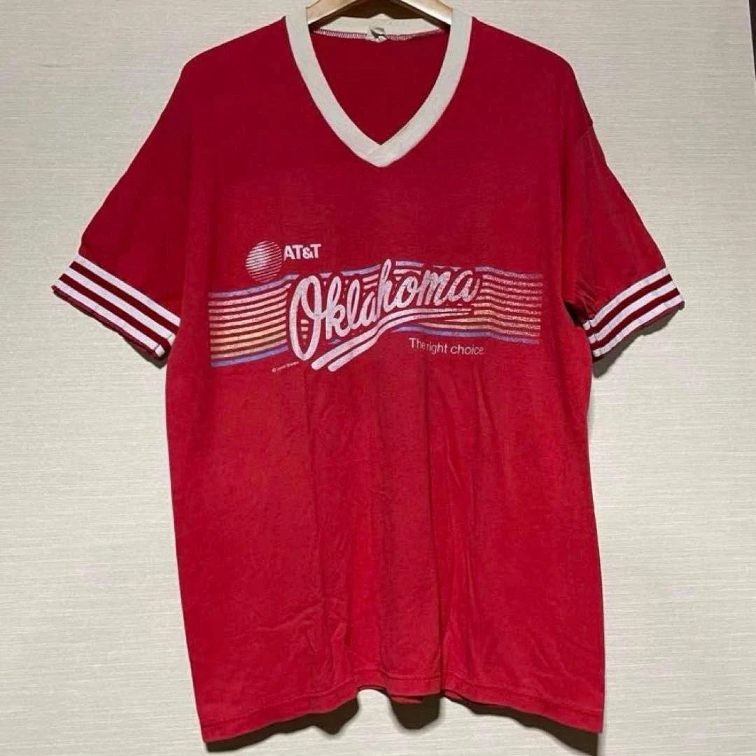 70's-80's Velva Sheen V-Neck Print T-Shirt Red Men's L Vintage Unisex T-shirt, Sweatshirt, Hoodie, Long Sleeve Tee - T-Shirt, Sweatshirt, Hoodie