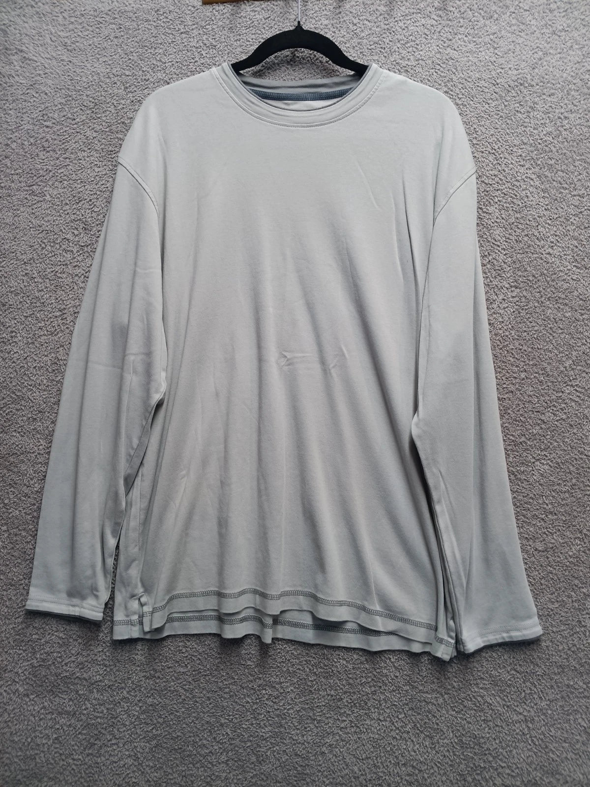 Van Heusen Mens XL Gray Long Sleeve Crewneck Shirt Cotton Layering Essential Unisex T-shirt, Sweatshirt, Hoodie, Long Sleeve Tee - T-Shirt, Sweatshirt, Hoodie