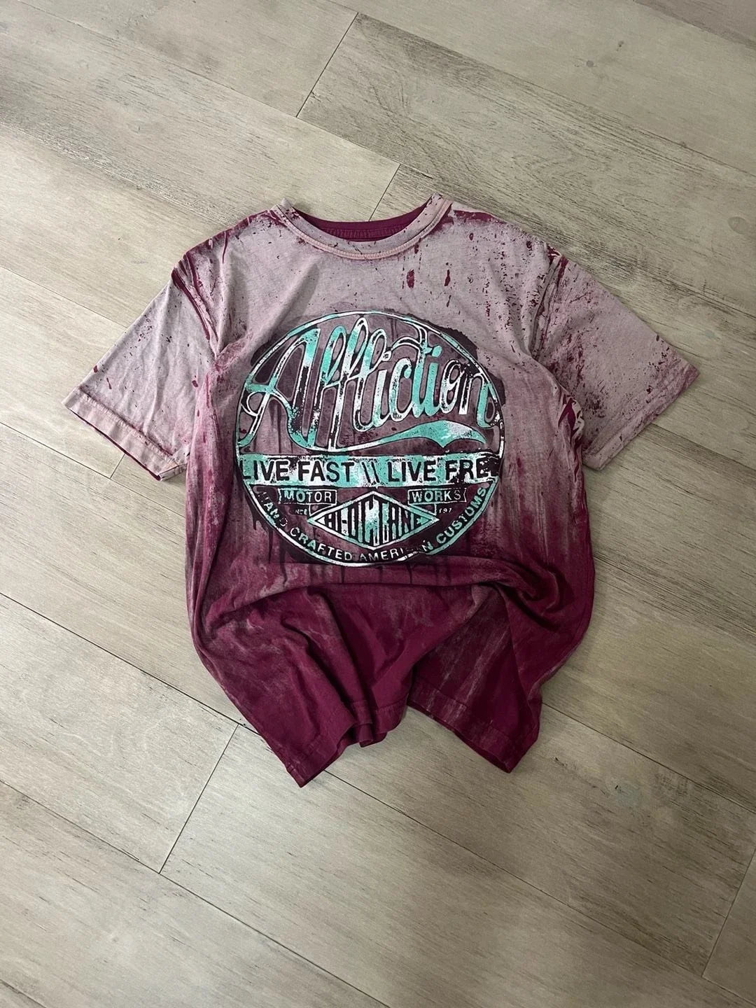 Y2K Affliction American Customs Live Fast Live Free Acid Washed Graphic Tee Unisex T-shirt, Sweatshirt, Hoodie, Long Sleeve Tee - T-Shirt, Sweatshirt, Hoodie