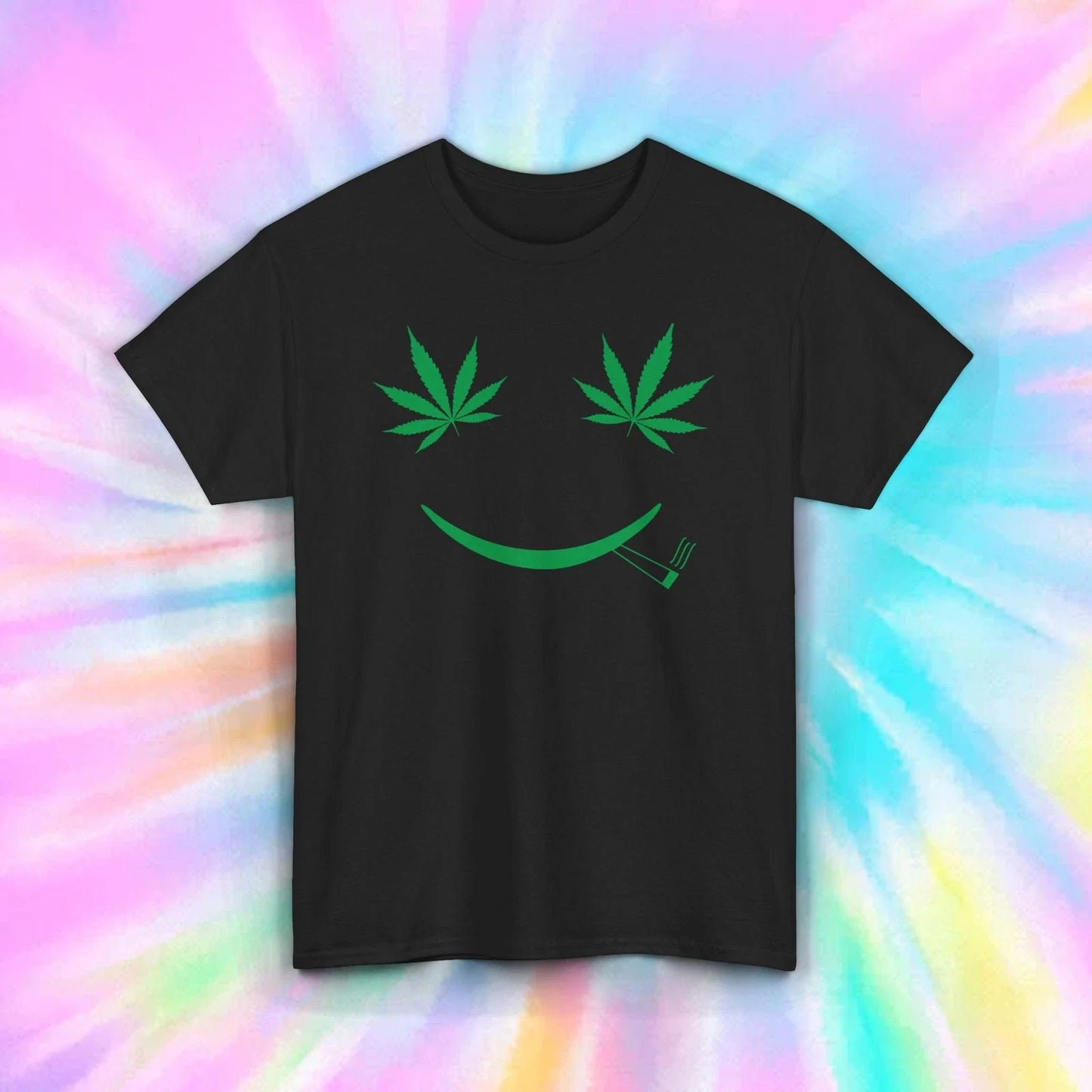 Happy Weed Face Marijuana Leaf Stoner Smiley Graphic Tee S-5XL Unisex T-shirt, Sweatshirt, Hoodie, Long Sleeve Tee - T-Shirt, Sweatshirt, Hoodie