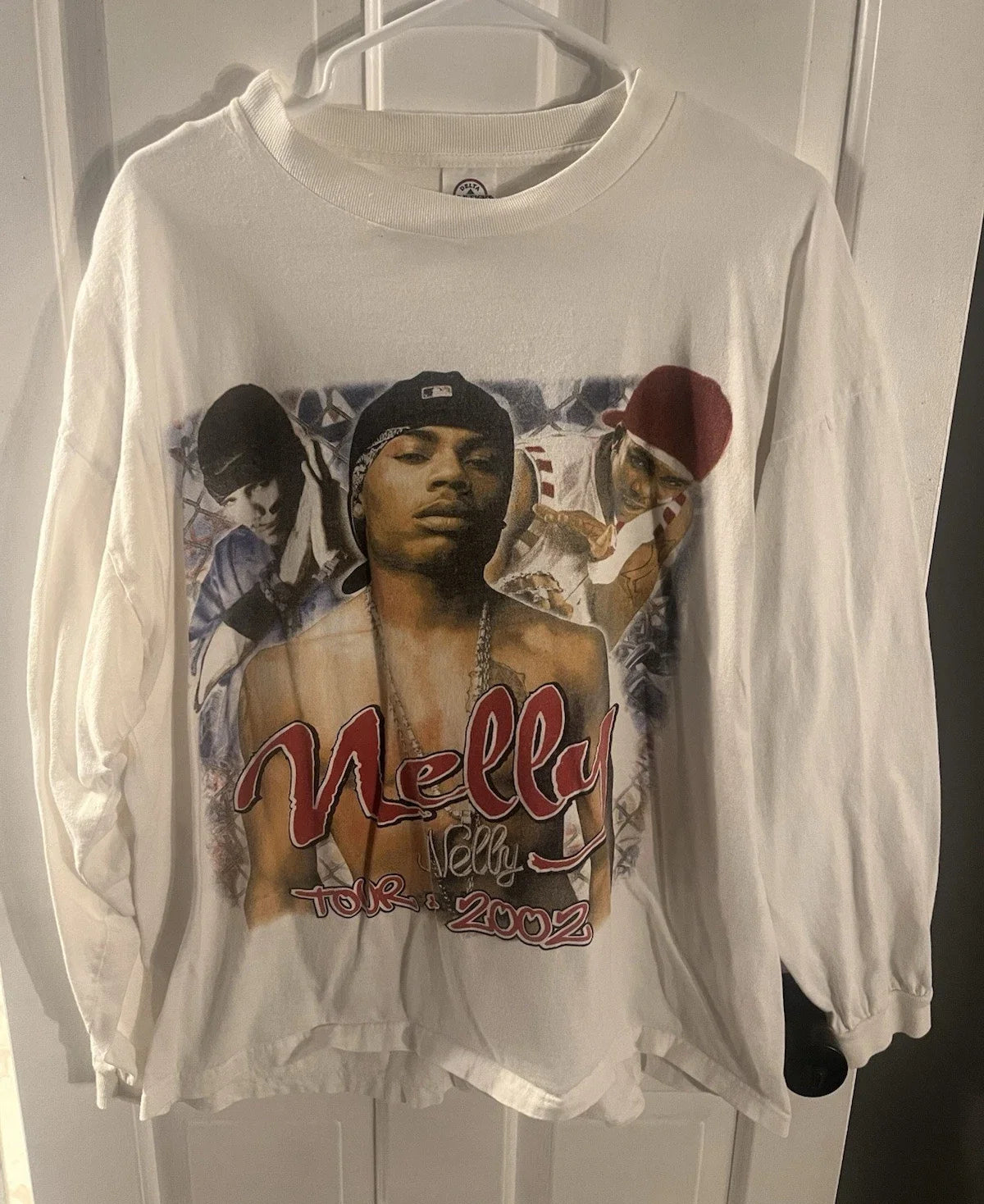 Nelly Tour 2002 Men's XL White Long Sleeve Crew Neck Cotton Tee w/ Lil Wayne Unisex T-shirt, Sweatshirt, Hoodie, Long Sleeve Tee - T-Shirt, Sweatshirt, Hoodie
