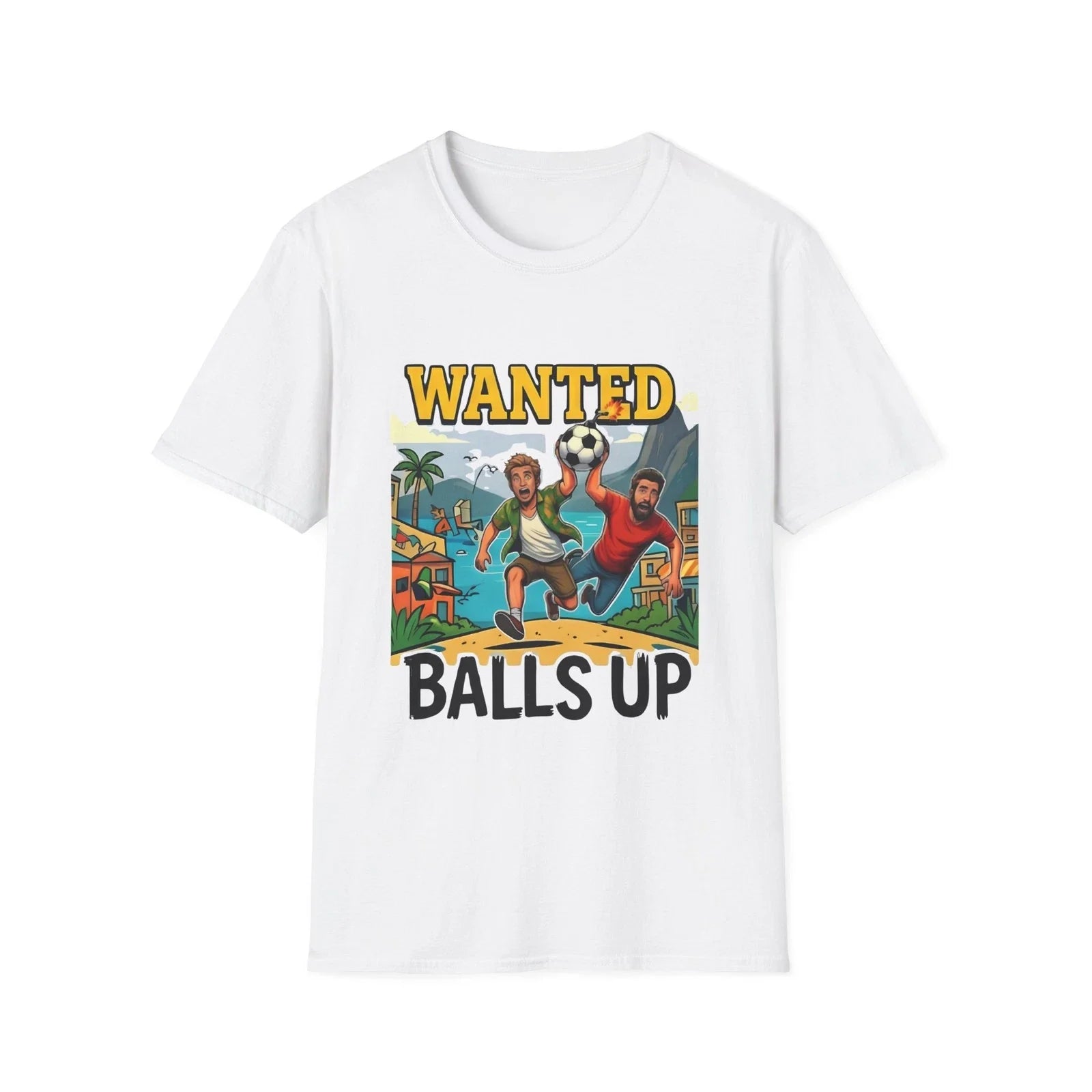 T-Shirt  "Wanted Balls Up" Retro Soccer Graphic Tee Unisex T-shirt, Sweatshirt, Hoodie, Long Sleeve Tee - T-Shirt, Sweatshirt, Hoodie