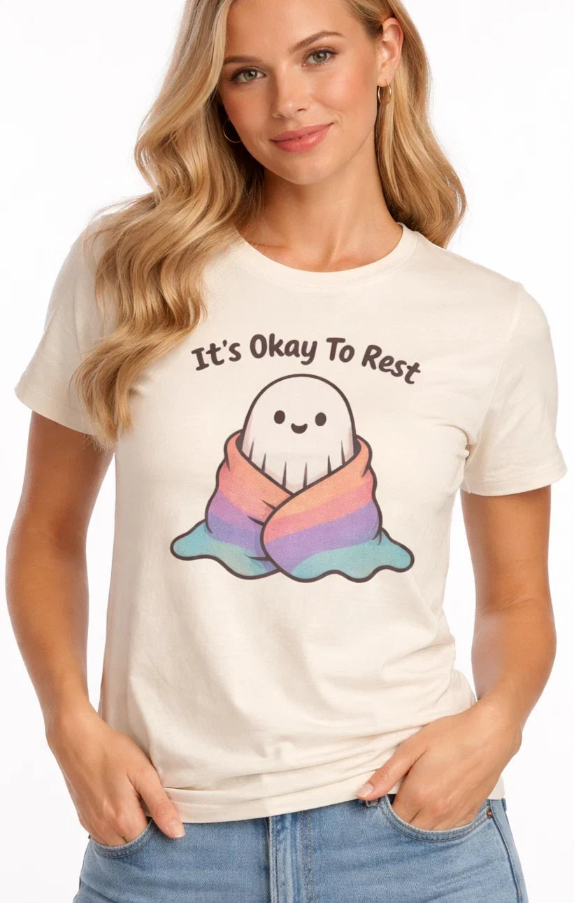 Kawaii Style Cozy Ghost Shirt It's Okay To Rest Tee Cozy Vibes Introvert Gift 17 Unisex T-shirt, Sweatshirt, Hoodie, Long Sleeve Tee - T-Shirt, Sweatshirt, Hoodie