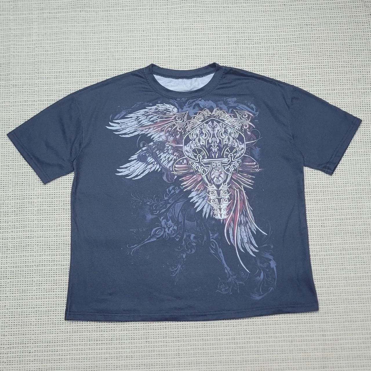Y2k style cross and wing, tattoo style graphic tshirt Unisex T-shirt, Sweatshirt, Hoodie, Long Sleeve Tee - T-Shirt, Sweatshirt, Hoodie