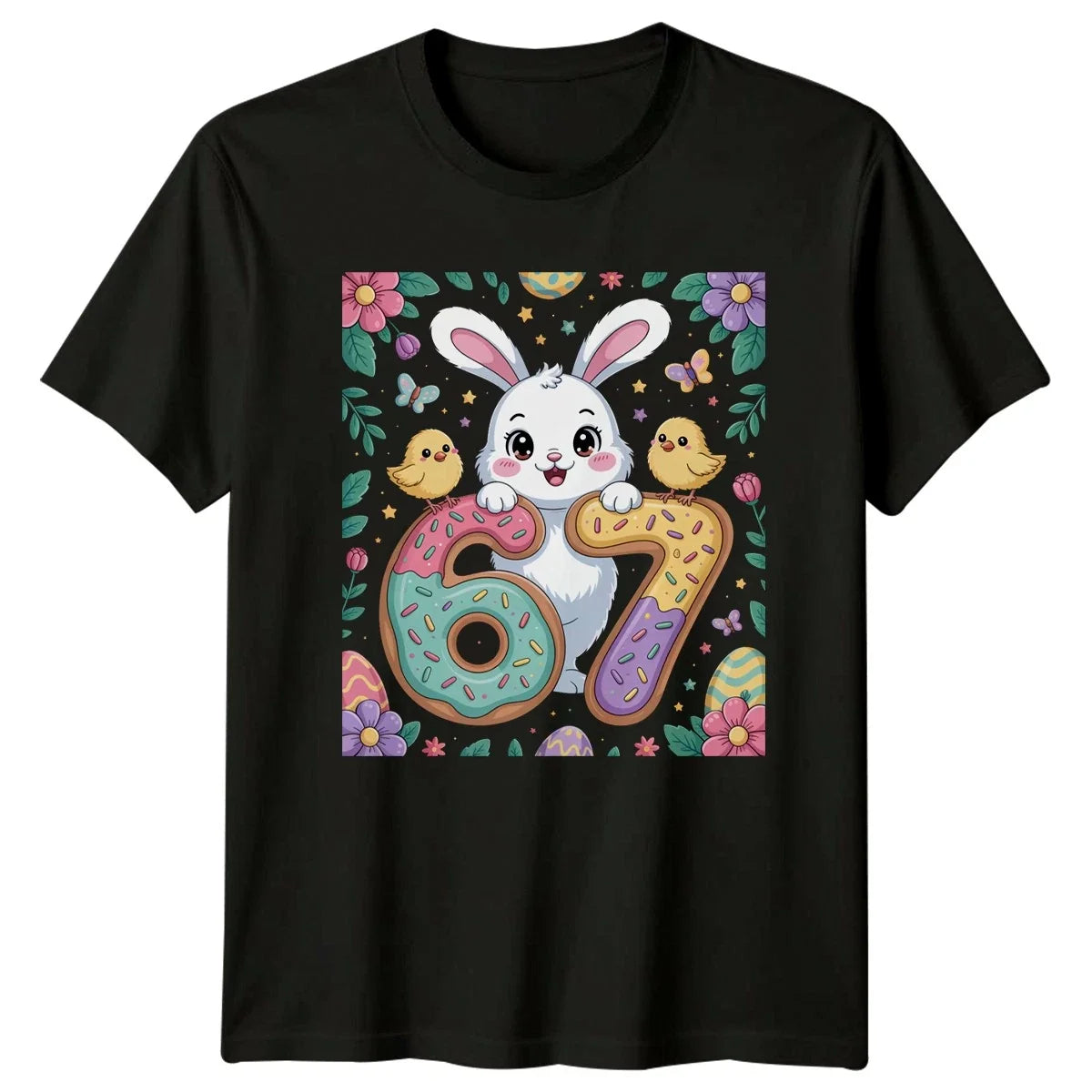 Cute Bunny Chick Donut 67 T-Shirt 67th Birthday Milestone Age Unisex T-shirt, Sweatshirt, Hoodie, Long Sleeve Tee - T-Shirt, Sweatshirt, Hoodie