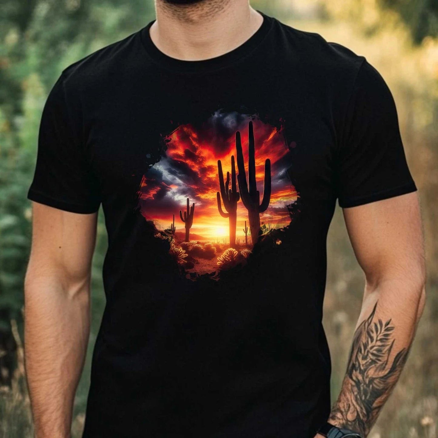 Mens Desert Sunset Motif Cotton T-Shirt Size XS to 5XL Unisex T-shirt, Sweatshirt, Hoodie, Long Sleeve Tee - T-Shirt, Sweatshirt, Hoodie