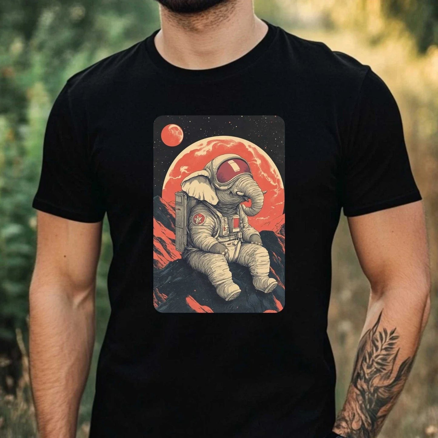 Mens Elephant as Astronaut Print Cotton T-Shirt Size XS to 5XL Unisex T-shirt, Sweatshirt, Hoodie, Long Sleeve Tee - T-Shirt, Sweatshirt, Hoodie