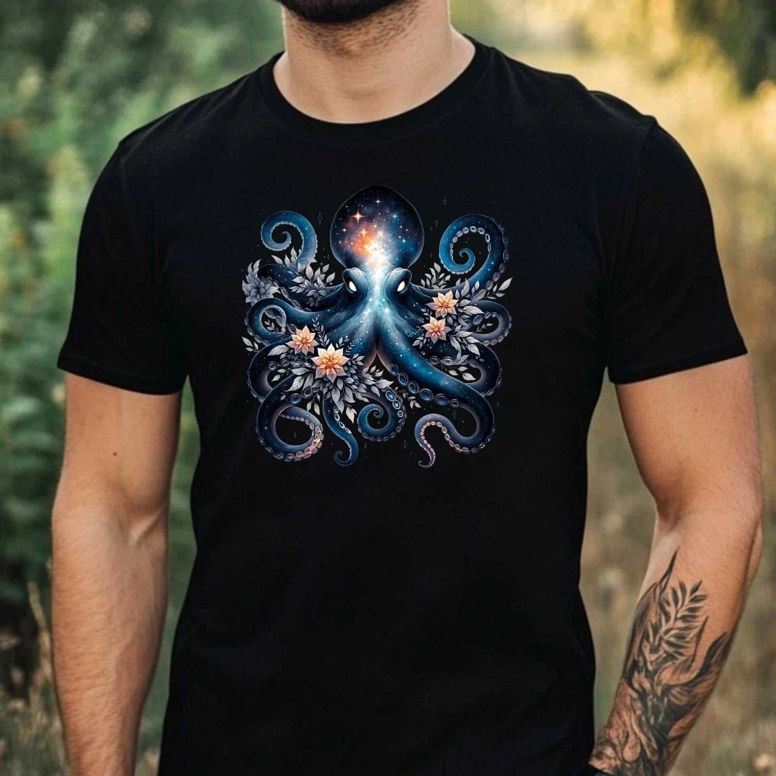 Mens Watercolour Underwater Motif Cotton T-Shirt Size XS to 5XL Unisex T-shirt, Sweatshirt, Hoodie, Long Sleeve Tee - T-Shirt, Sweatshirt, Hoodie